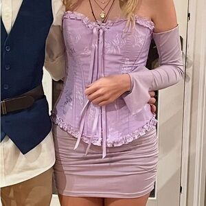 Lavender Off-Shoulder Corset Dress